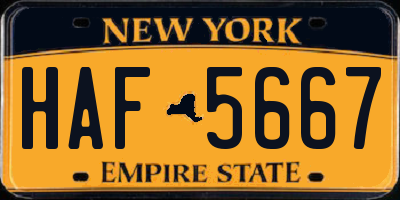 NY license plate HAF5667