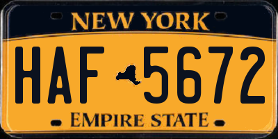 NY license plate HAF5672