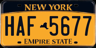 NY license plate HAF5677