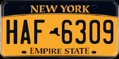 NY license plate HAF6309