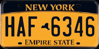 NY license plate HAF6346