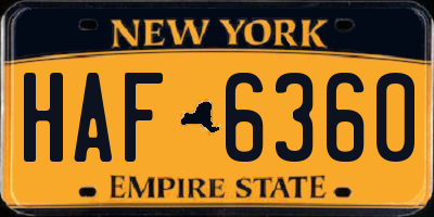 NY license plate HAF6360