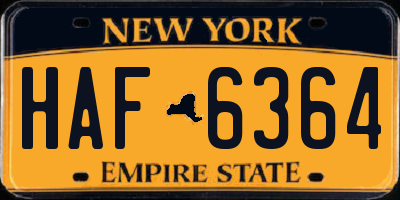 NY license plate HAF6364