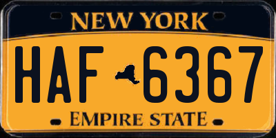 NY license plate HAF6367