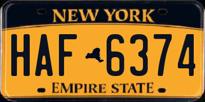 NY license plate HAF6374