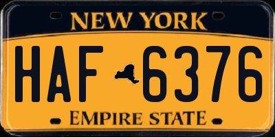 NY license plate HAF6376