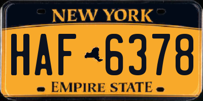 NY license plate HAF6378
