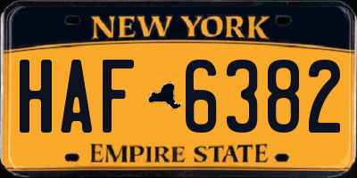 NY license plate HAF6382