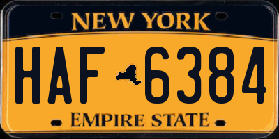 NY license plate HAF6384