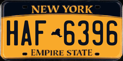 NY license plate HAF6396