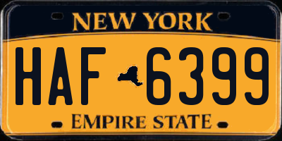 NY license plate HAF6399