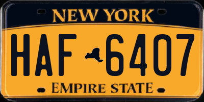 NY license plate HAF6407