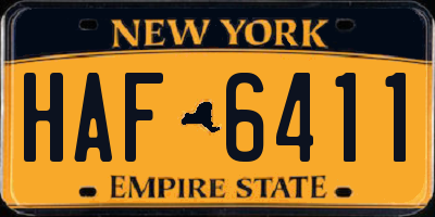 NY license plate HAF6411