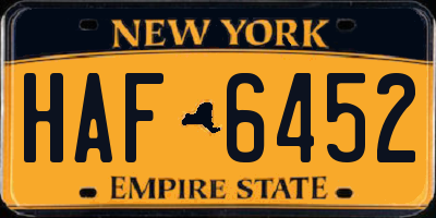 NY license plate HAF6452