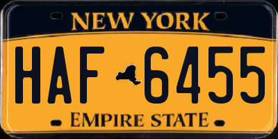 NY license plate HAF6455