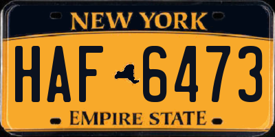 NY license plate HAF6473