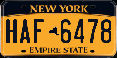 NY license plate HAF6478