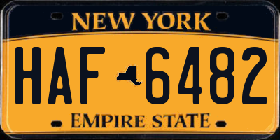 NY license plate HAF6482