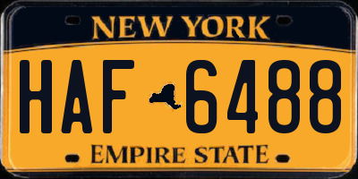 NY license plate HAF6488