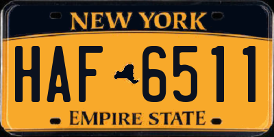 NY license plate HAF6511