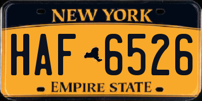 NY license plate HAF6526