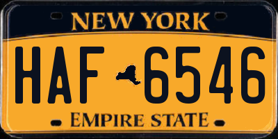 NY license plate HAF6546