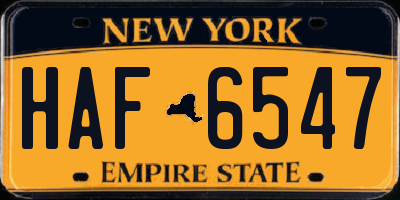 NY license plate HAF6547