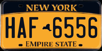 NY license plate HAF6556