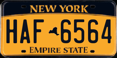 NY license plate HAF6564