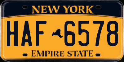 NY license plate HAF6578
