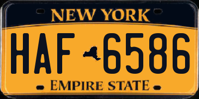 NY license plate HAF6586