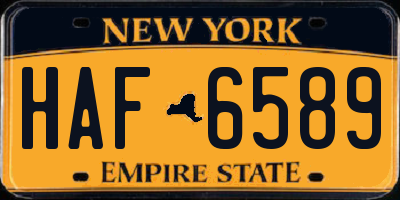 NY license plate HAF6589