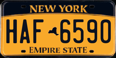 NY license plate HAF6590