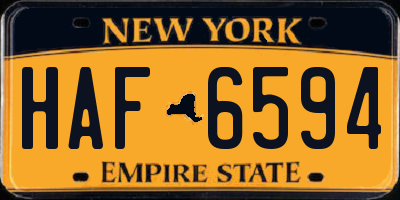 NY license plate HAF6594