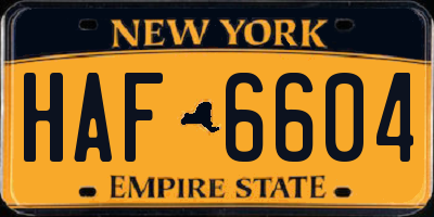 NY license plate HAF6604