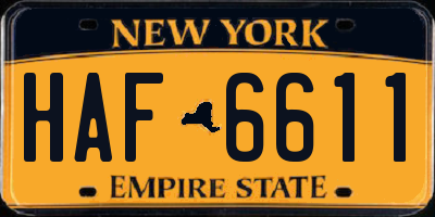 NY license plate HAF6611