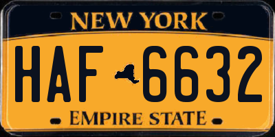 NY license plate HAF6632
