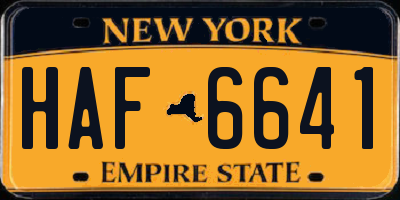 NY license plate HAF6641