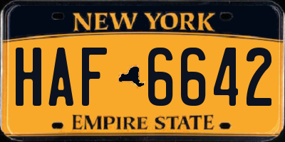 NY license plate HAF6642