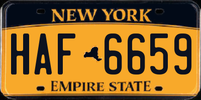 NY license plate HAF6659