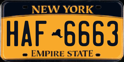NY license plate HAF6663