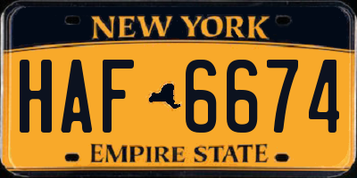 NY license plate HAF6674