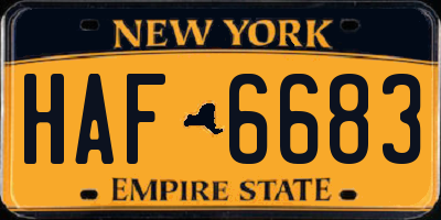 NY license plate HAF6683