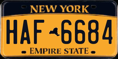 NY license plate HAF6684