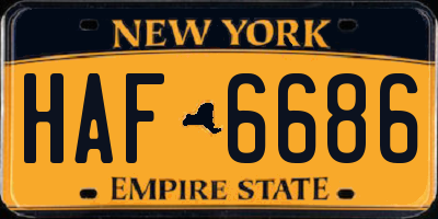 NY license plate HAF6686