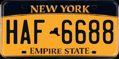 NY license plate HAF6688