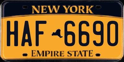 NY license plate HAF6690