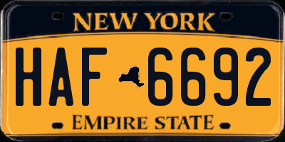 NY license plate HAF6692
