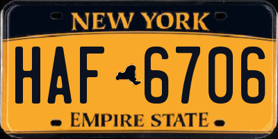NY license plate HAF6706