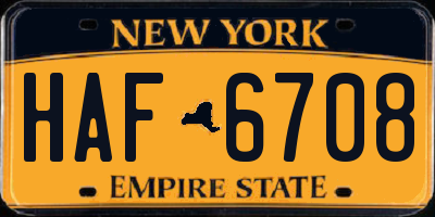 NY license plate HAF6708